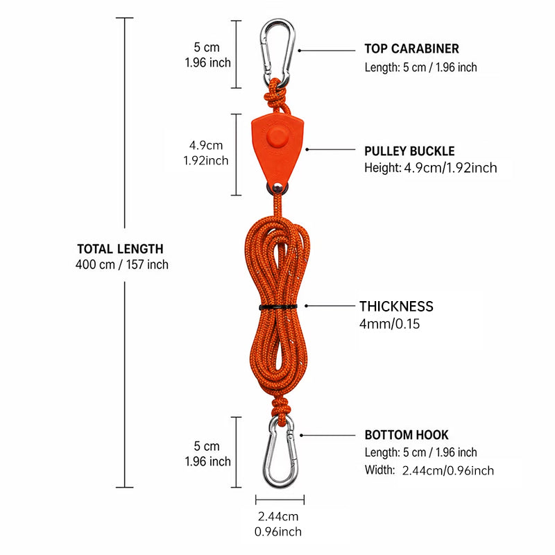 4M 6Pcs Reflective Tent Rope Set – Camping Guy Lines with Tension Buckles, Ratchet Hangers & Awning Tie-Downs, Outdoor