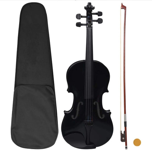 Violin Full Set with Bow and Chin Rest Black 4/4 - Hillery's Products & Services