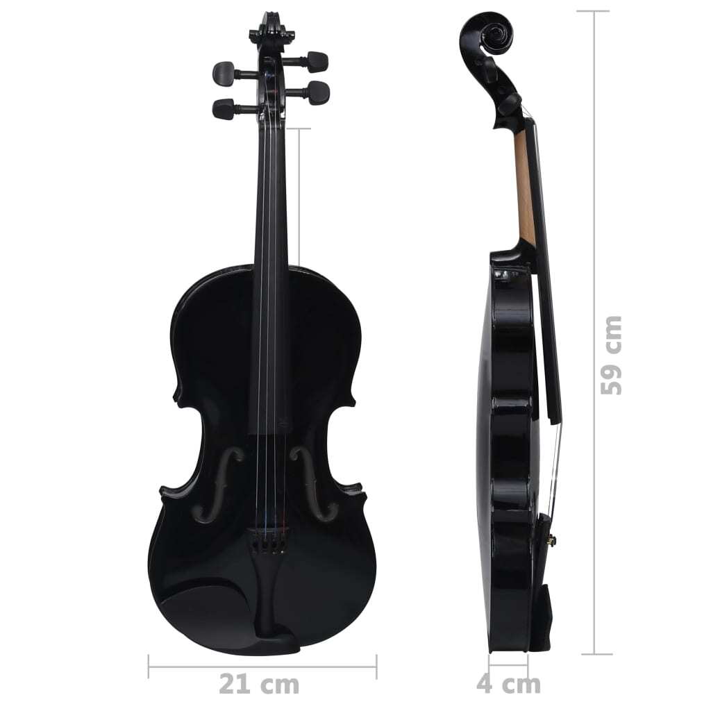 Violin Full Set with Bow and Chin Rest Black 4/4 - Hillery's Products & Services