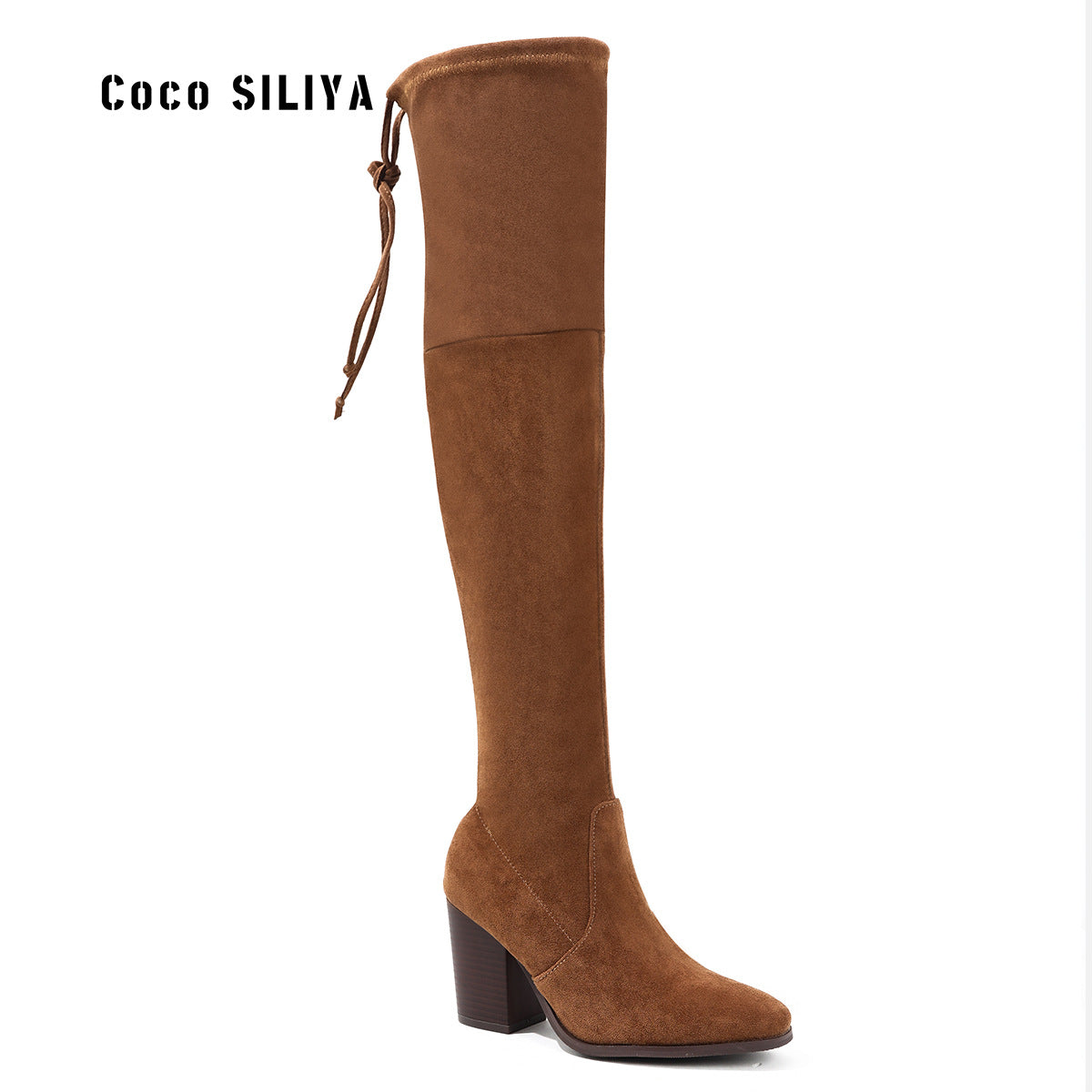 Long Boots Children's Thick Heel High Heel Elastic Knight Boots Round Head Over Knee Long Sleeve Women's Boots Winter
