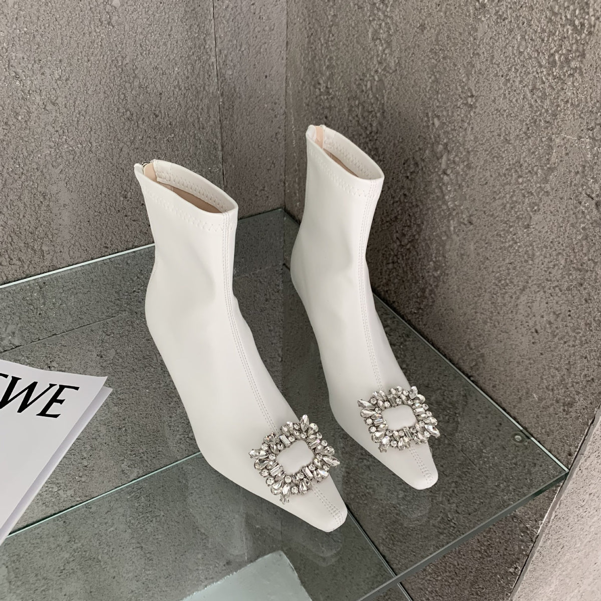 Spring New Pointed Toe Ankle Boots Ladies Eelgant Thin High Heel Shoes Soft Leather Concise Women Short Boots