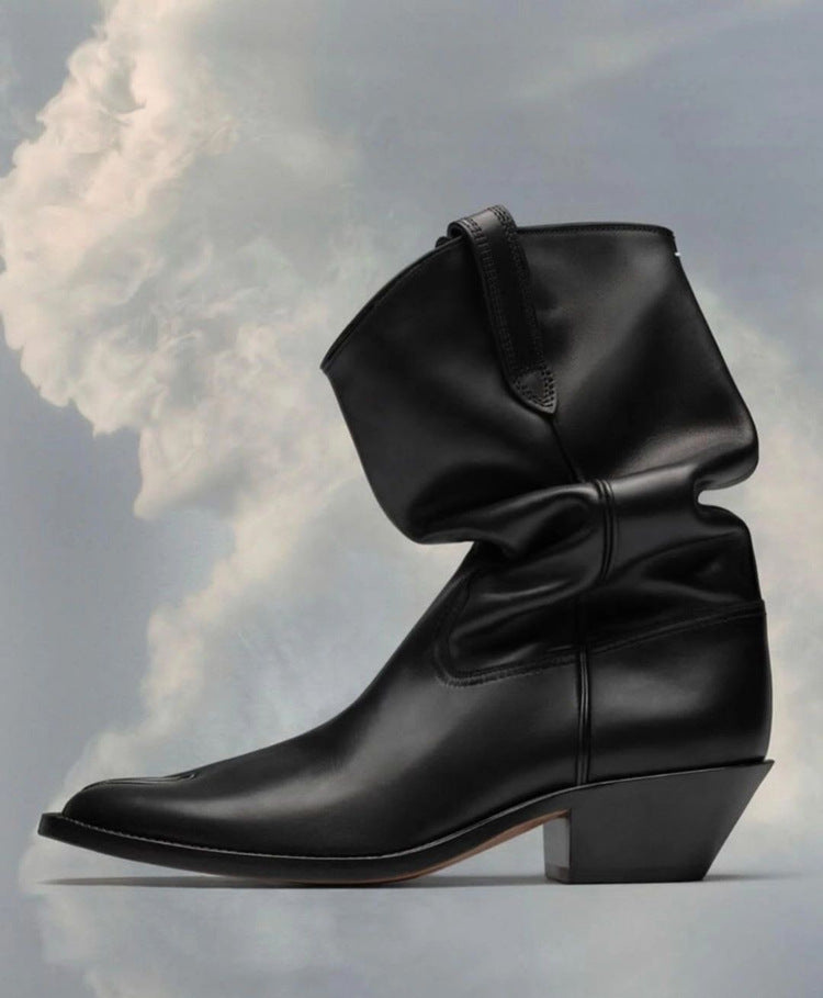 New Silver Tabi Boots Split Toe Chunky High Heel Women Boots Leather Zapatos Mujer Fashion Autumn Women Shoes Botas Mujer