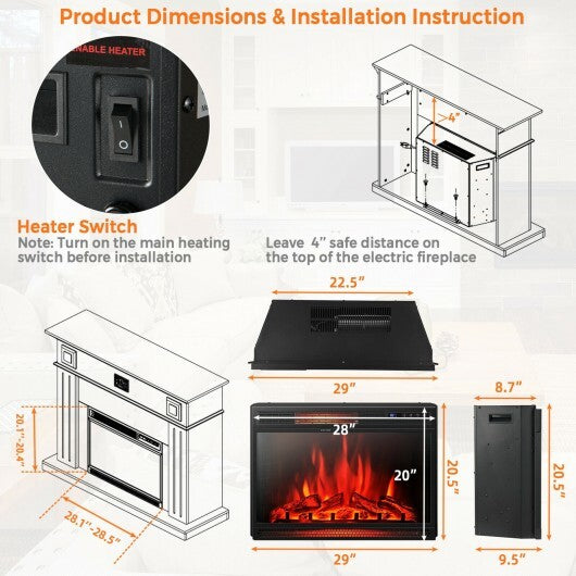 28 Inch Electric Freestanding and Recessed Fireplace with Remote - Hillery's Products & Services