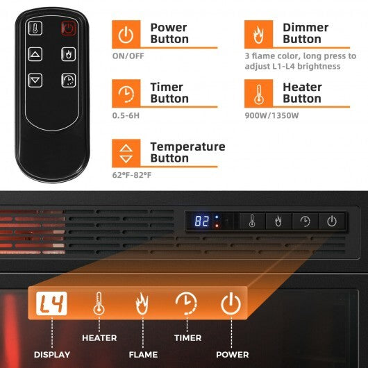 28 Inch Electric Freestanding and Recessed Fireplace with Remote - Hillery's Products & Services