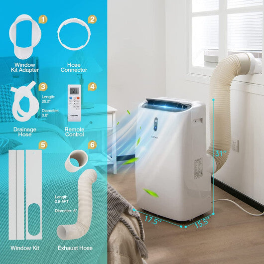 12000 BTU Portable 4-in-1 Air Conditioner with Smart Control-White - Hillery's Products & Services