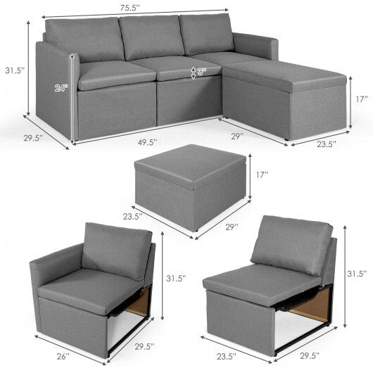 Convertible L-Shaped Sectional Sofa Couch with Reversible Chaise-Green