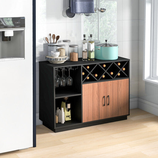 Industrial Sideboard Cabinet with Removable Wine Rack and Glass Holder - Hillery's Products & Services