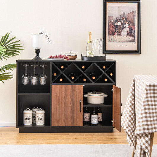 Industrial Sideboard Cabinet with Removable Wine Rack and Glass Holder - Hillery's Products & Services