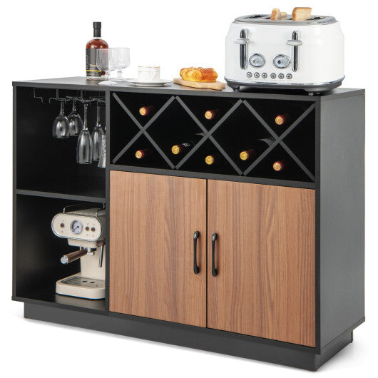 Industrial Sideboard Cabinet with Removable Wine Rack and Glass Holder - Hillery's Products & Services