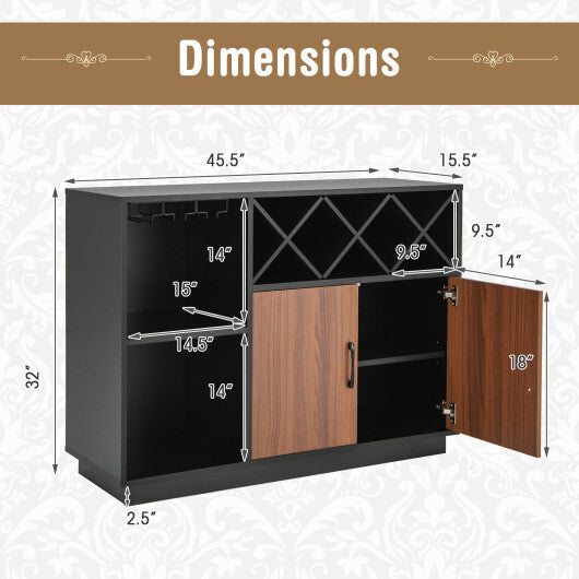 Industrial Sideboard Cabinet with Removable Wine Rack and Glass Holder - Hillery's Products & Services