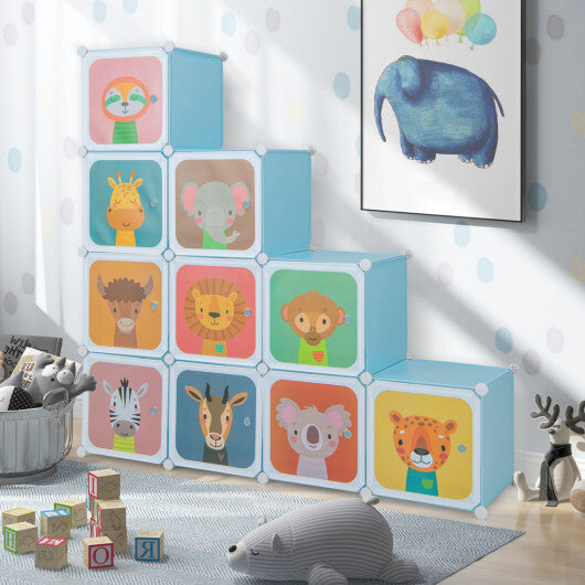 12 Cube Kids Wardrobe Closet with Hanging Section and Doors-Green - Hillery's Products & Services