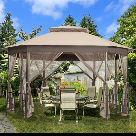 10'x 12' Octagonal Patio Gazebo-Brown - Hillery's Products & Services