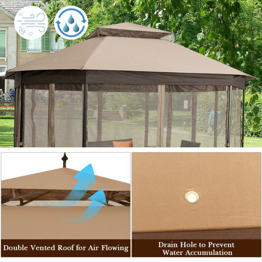 10'x 12' Octagonal Patio Gazebo-Brown - Hillery's Products & Services