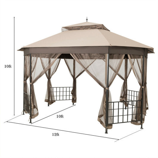 10'x 12' Octagonal Patio Gazebo-Brown - Hillery's Products & Services