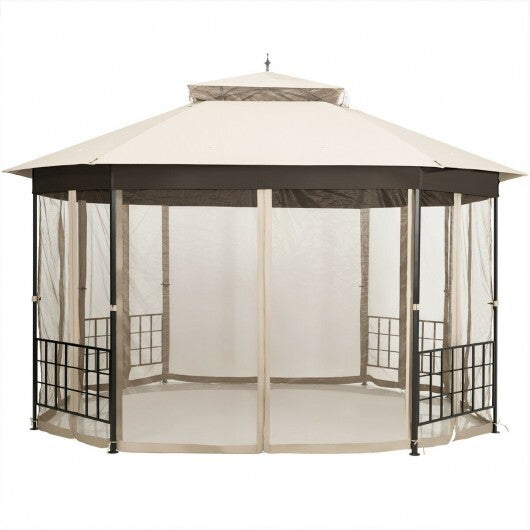 10'x 12' Octagonal Patio Gazebo-Brown - Hillery's Products & Services