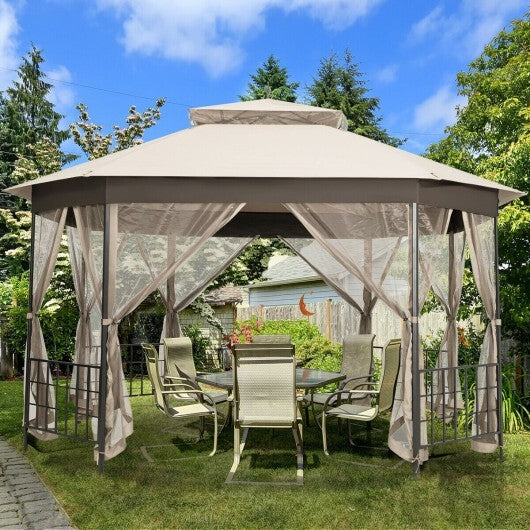 10'x 12' Octagonal Patio Gazebo-Brown - Hillery's Products & Services