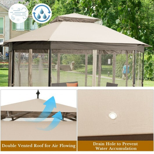 10'x 12' Octagonal Patio Gazebo-Brown - Hillery's Products & Services