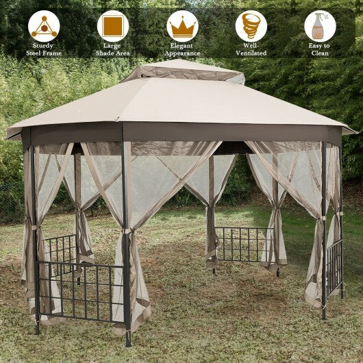 10'x 12' Octagonal Patio Gazebo-Brown - Hillery's Products & Services