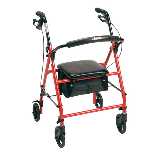 Rollator Steel Red w/6 Whls Knocked-Down - Hillery's Products & Services