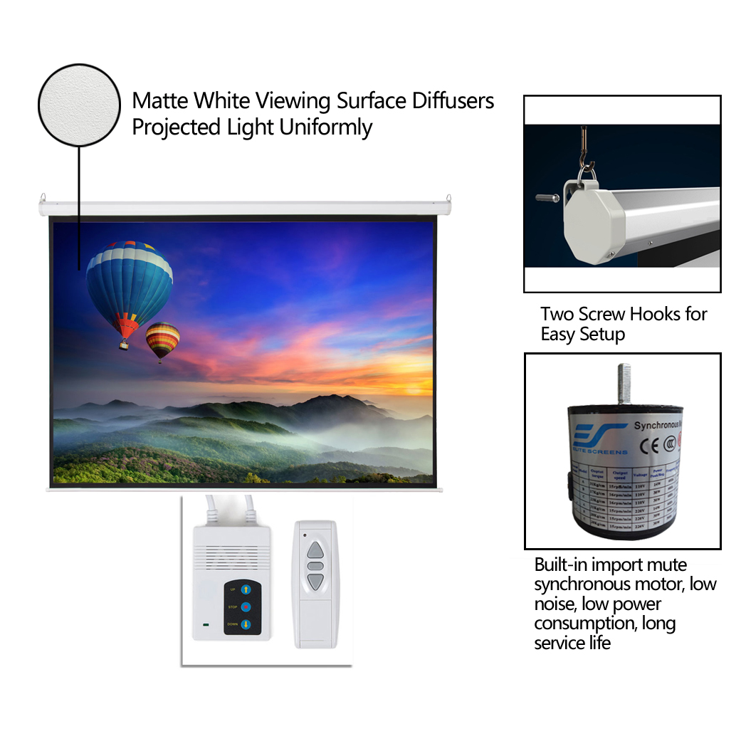 100" 4:3 80" x 60" Viewing Area Motorized Projector Screen - Hillery's Products & Services