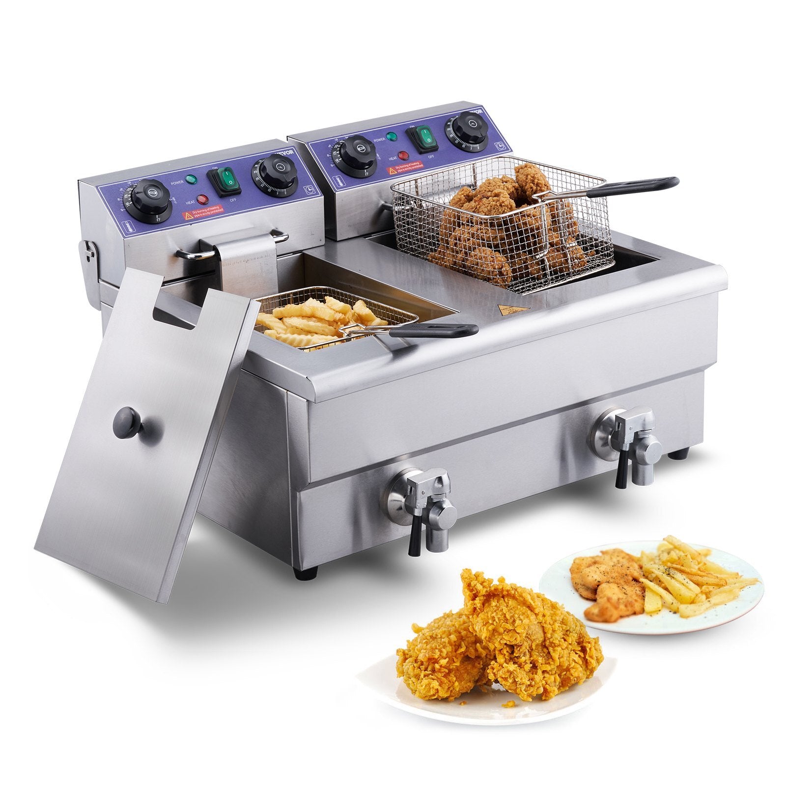 VEVOR Commercial Electric Deep Fryer Countertop Deep Fryer with Dual Tanks 3000W - Hillery's Products & Services
