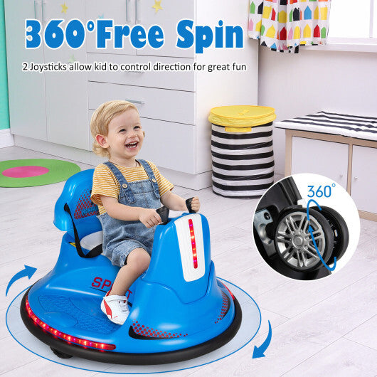 12V Kids Ride On Bumper Car with Remote Control Lights and Music-Blue - Hillery's Products & Services