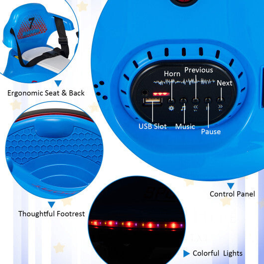 12V Kids Ride On Bumper Car with Remote Control Lights and Music-Blue - Hillery's Products & Services