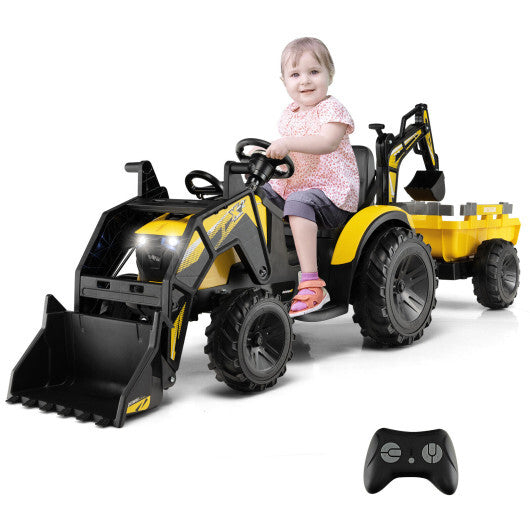 12V 3 in 1 Kids Ride On Excavator with Shovel Bucket and Music-Green - Hillery's Products & Services