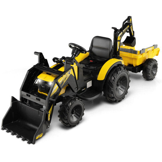 12V 3 in 1 Kids Ride On Excavator with Shovel Bucket and Music-Green - Hillery's Products & Services