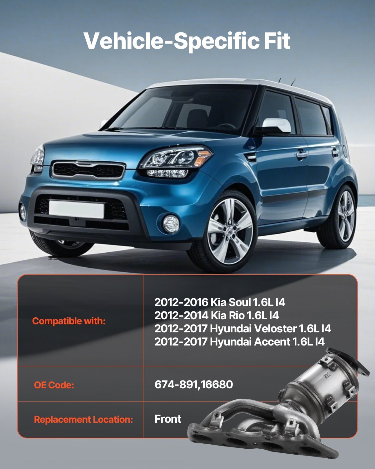 Catalytic Converter Compatible with Kia Soul Rio/HyundaiVeloster