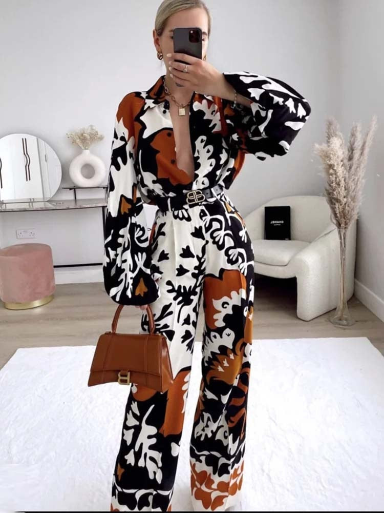 Pants Set Woman 2 Pieces Fashion Printed