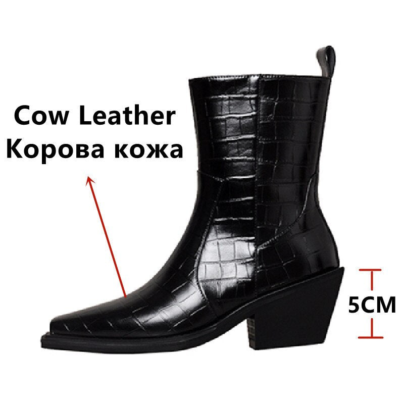 Cool Fashion Women Ankle Boots Square Toe Thick