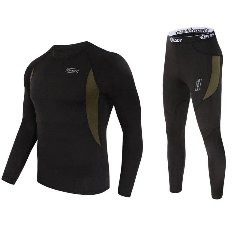 Winter Top quality new thermal underwear men underwear sets compression  fleece sweat quick drying thermo underwear men clothing