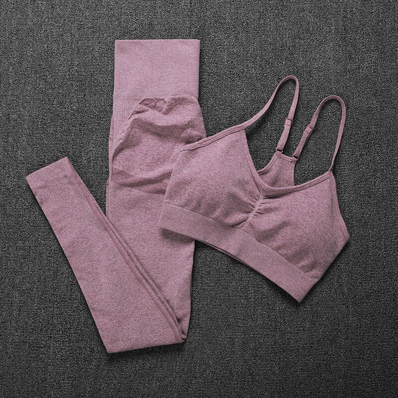 Women Seamless Solid Color Two Piece Sets