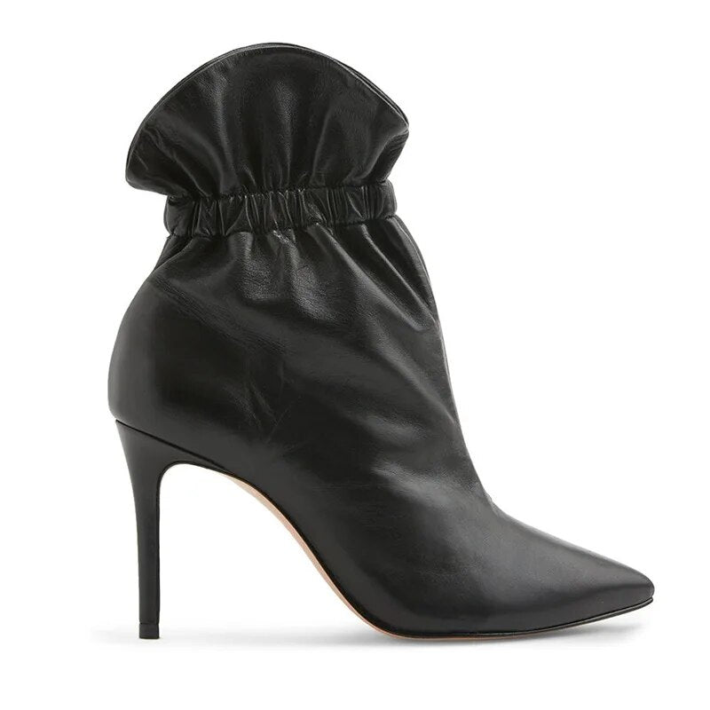 Fashion Retro Point Toe High Top Prom Dance Dress Shoes Elastic Ankle Boots