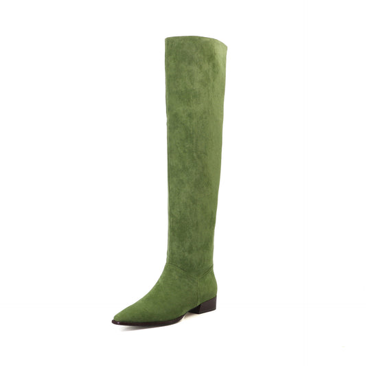 Women Faux Suede Pleated Boots