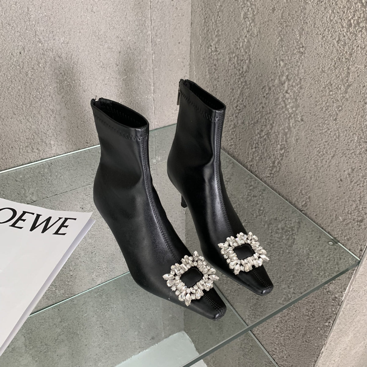Spring New Pointed Toe Ankle Boots Ladies Eelgant Thin High Heel   Shoes Soft Leather Concise Women Short Boots