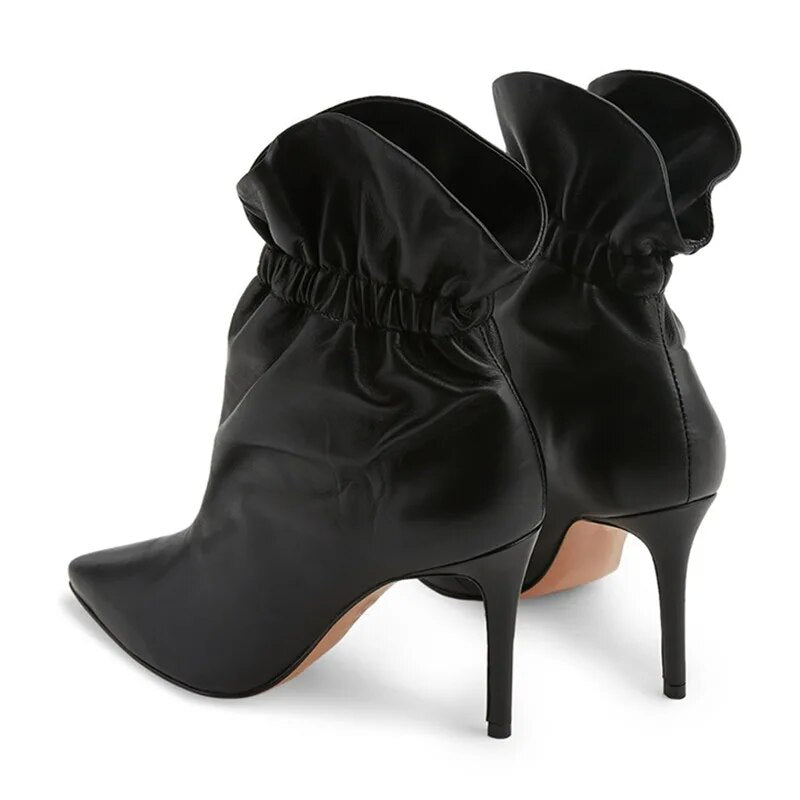 Fashion Retro Point Toe High Top Prom Dance Dress Shoes Elastic Ankle Boots