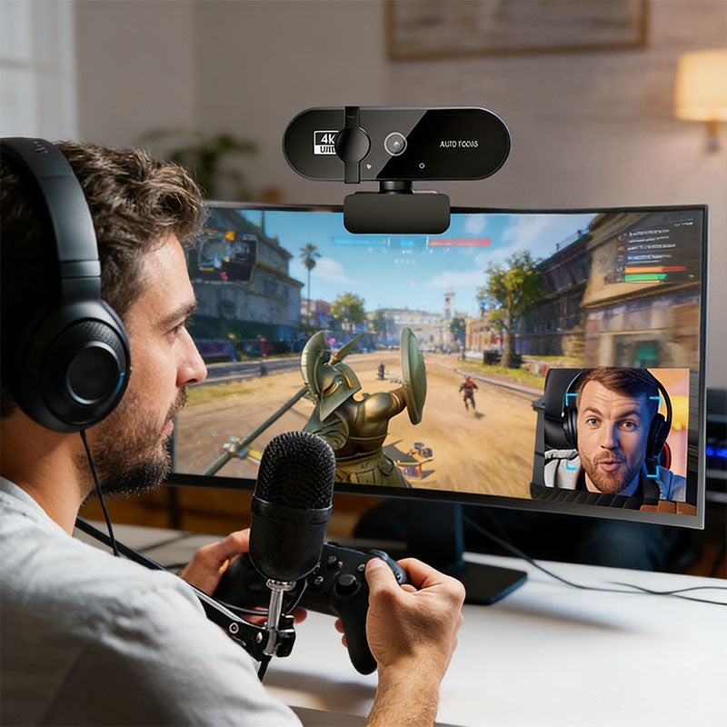 Mini 4K USB Webcam with Mic, Auto Focus HD Camera for PC & Laptop, 30fps 2K/1080P Conference Cam