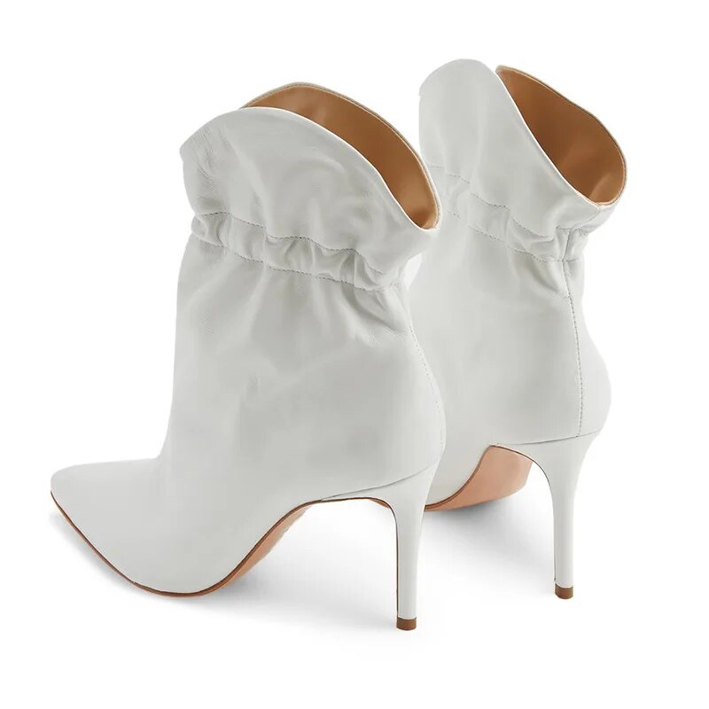 Fashion Retro Point Toe High Top Prom Dance Dress Shoes Elastic Ankle Boots