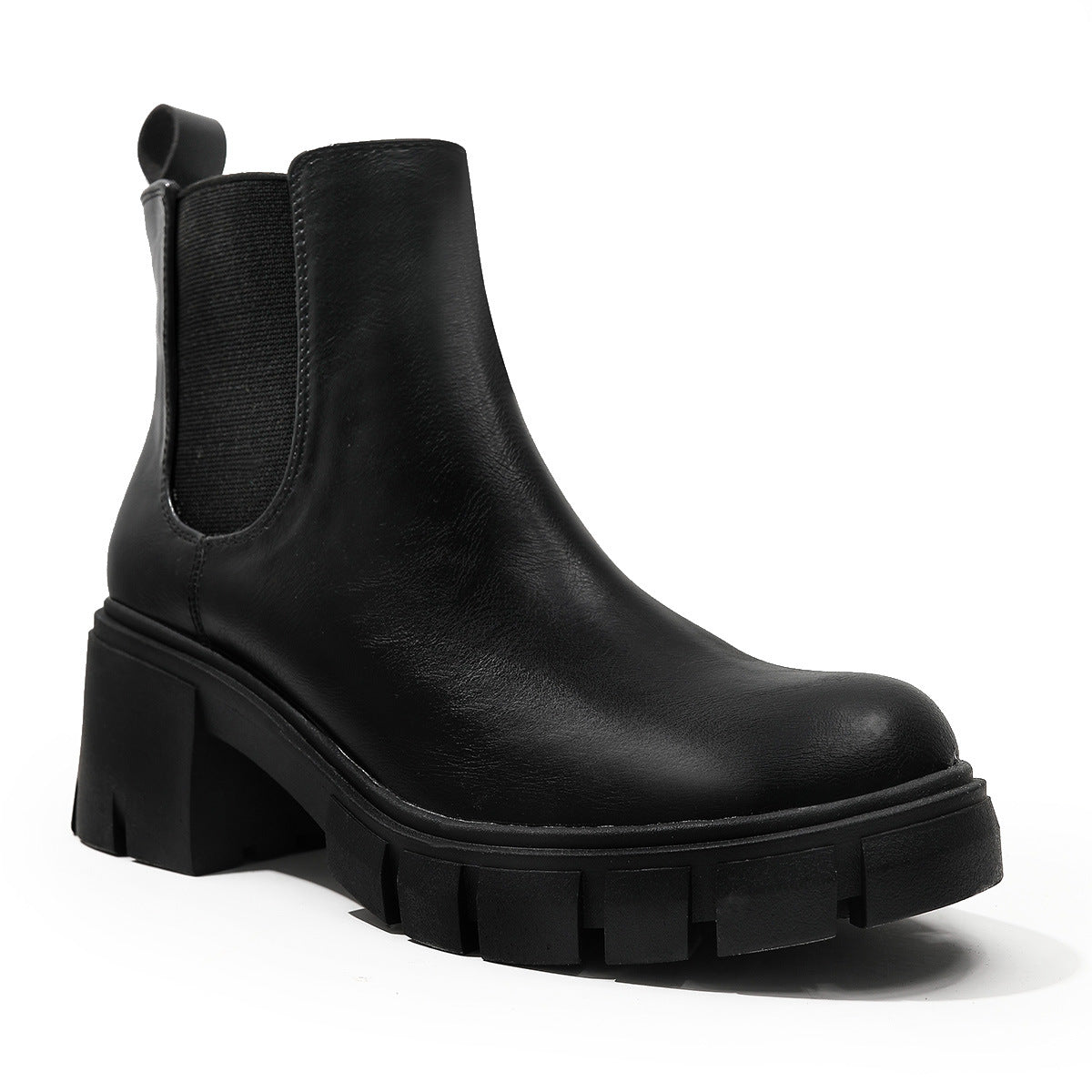 Heavy Heeled Thick Soled Martin Boots New Round Toe Short Boots In Autumn And Winter Large Size 44-35