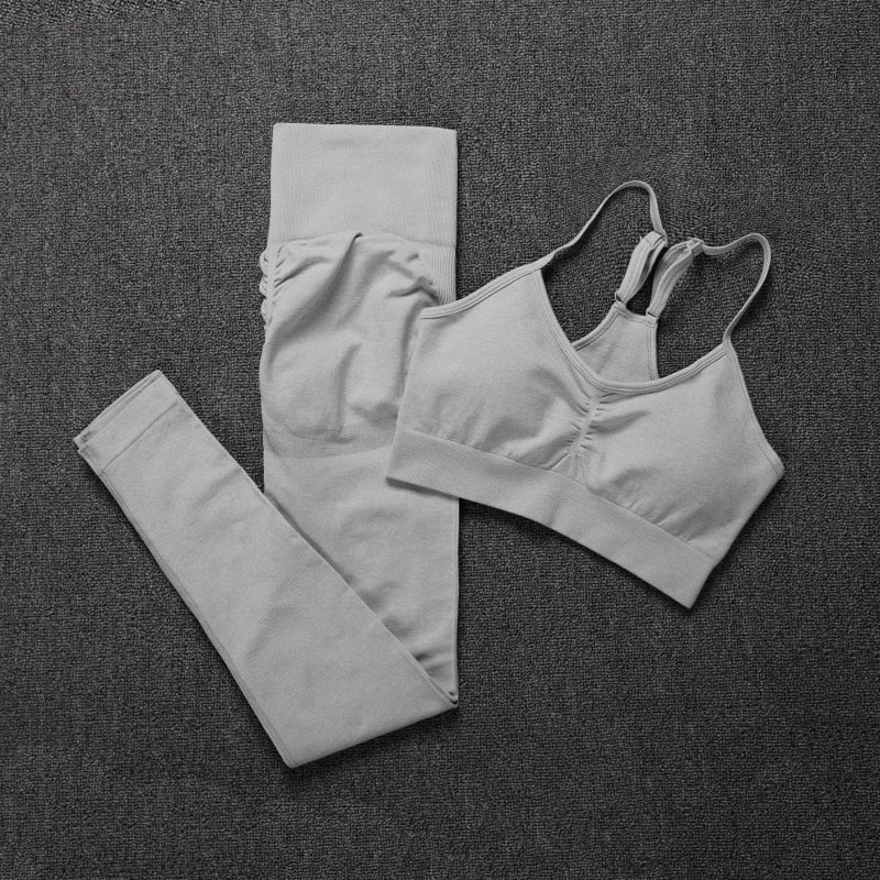Women Seamless Solid Color Two Piece Sets