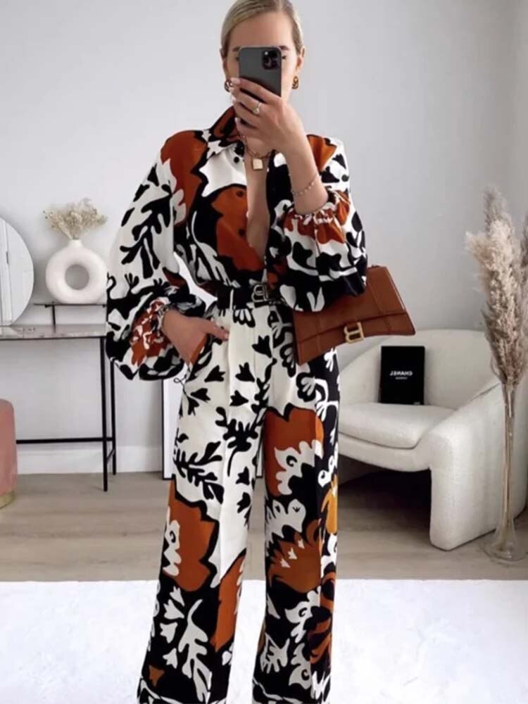 Pants Set Woman 2 Pieces Fashion Printed