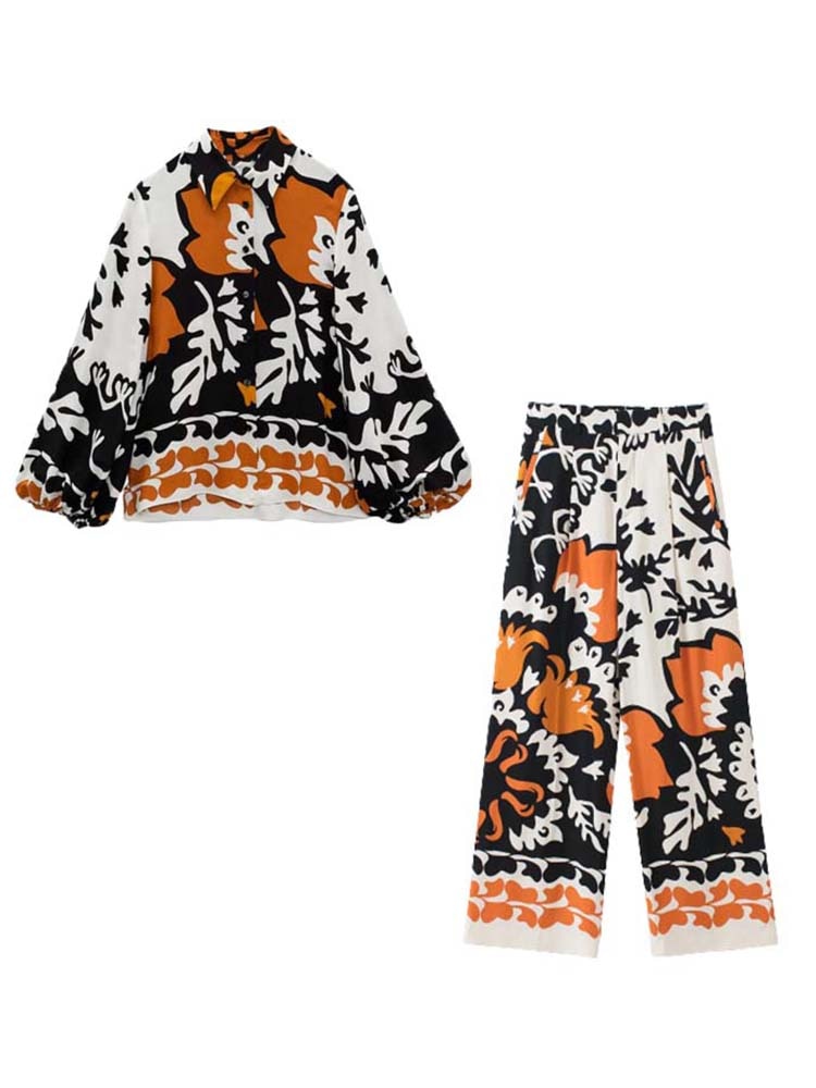 Pants Set Woman 2 Pieces Fashion Printed