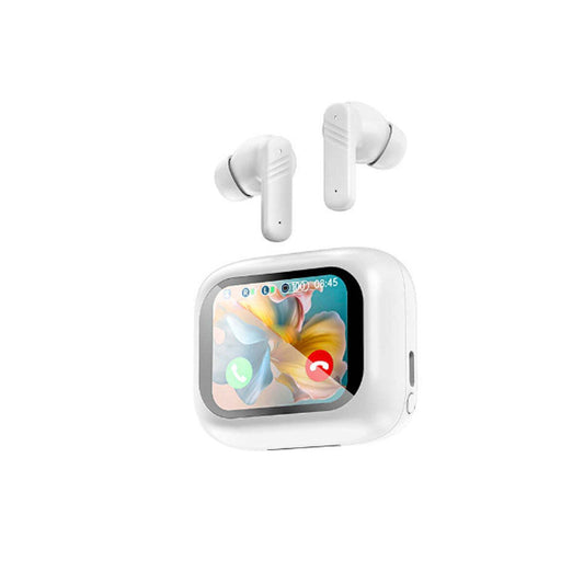 WHITE - Twin Sound Ultra Earphones With Visual Touch Screen