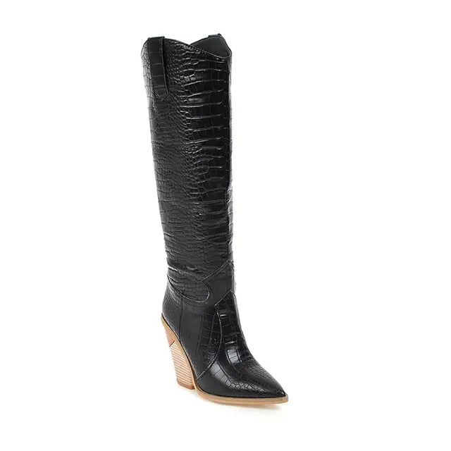 Fashion Knee High Boots Western Cowboy Boats for Women