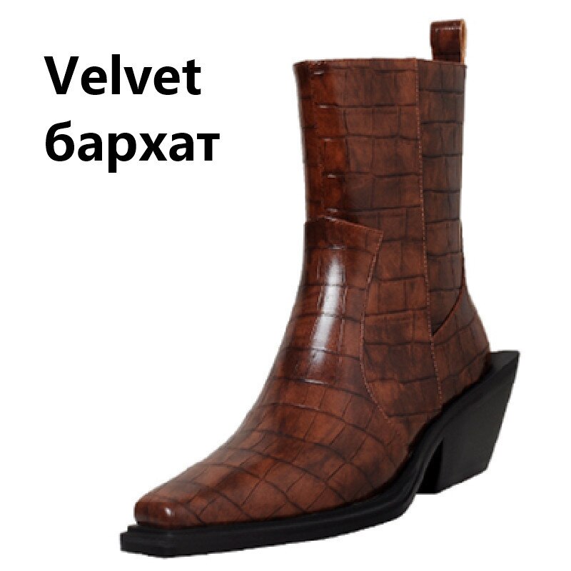 Cool Fashion Women Ankle Boots Square Toe Thick