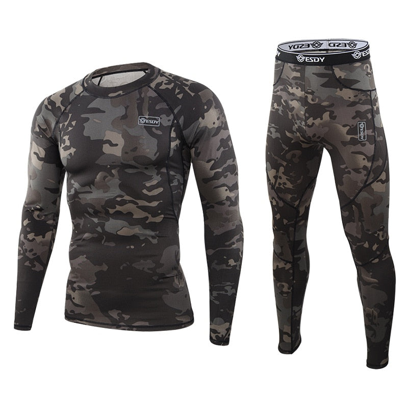 Winter Top quality new thermal underwear men underwear sets compression  fleece sweat quick drying thermo underwear men clothing