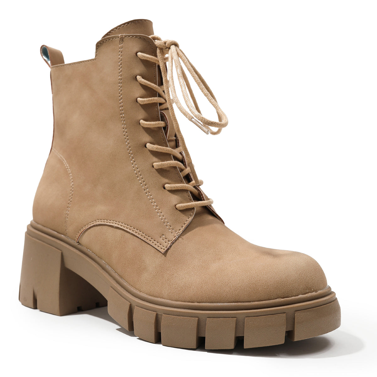 Short Boots Autumn And Winter New Style Thick High Heel Round Head Strap Martin Boots Soft Leather Large Boots