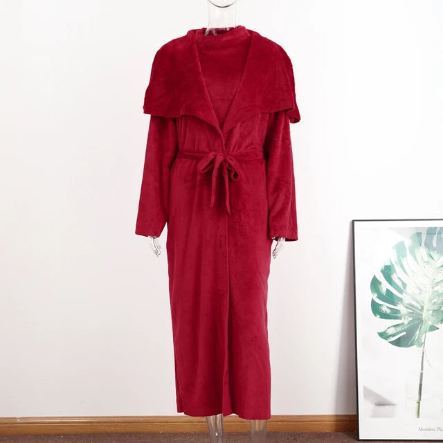 Women Long Cardigan Dress 2 Piece Set